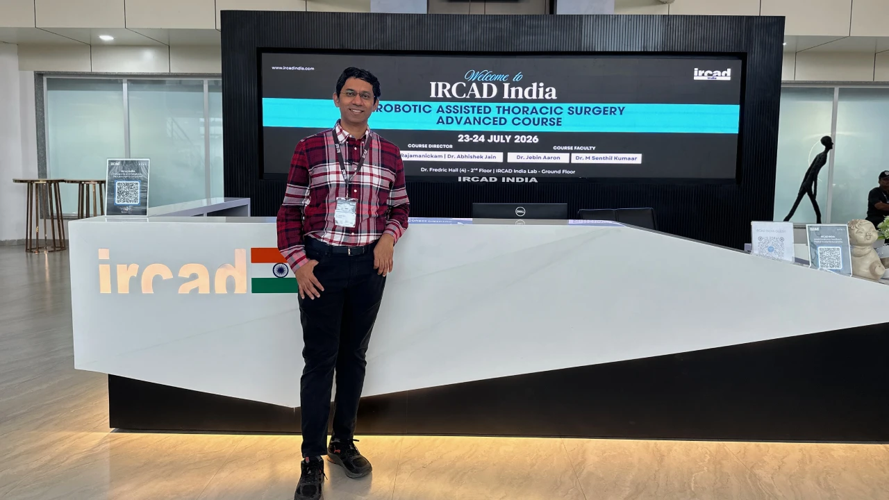 Dr Ajesh Raj Saksena at IRCAD India Robotic-Assisted Thoracic Surgery Advanced Course 2026 Dr Ajesh Raj Saksena at IRCAD India Robotic-Assisted Thoracic Surgery Advanced Course 2026