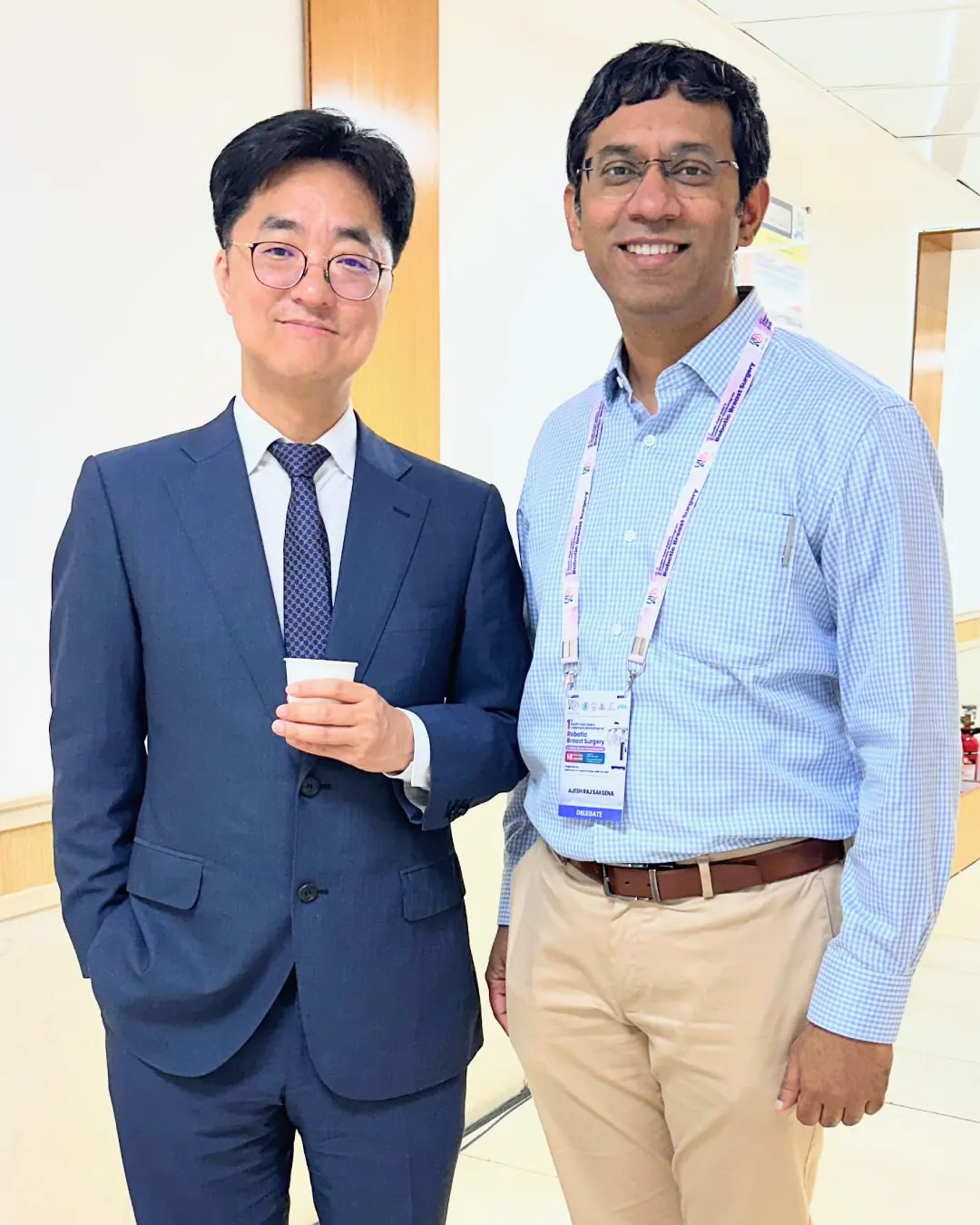 Dr Ajesh Raj Saksena with Dr Jai Min Ryu of Samsung Medical Center, Seoul, at the Robotic Breast Surgery Workshop at AIIMS New Delhi